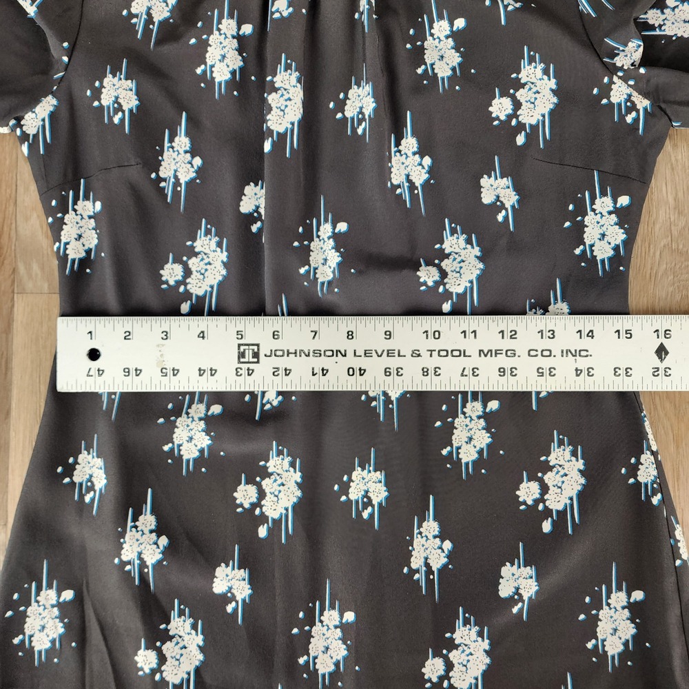 Derek Lam 10 Crosby Black Floral Silk Mini Dress Asymmetrical Ruffle Hem Size 6 - Picture 7 of 15